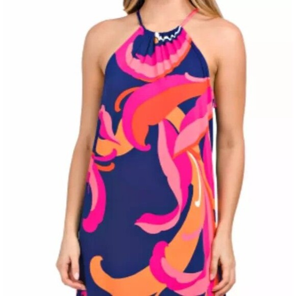 Trina Turk womens Milan Long Halter Maxi Dress size Small Scrolling Floral $198 - Picture 4 of 10
